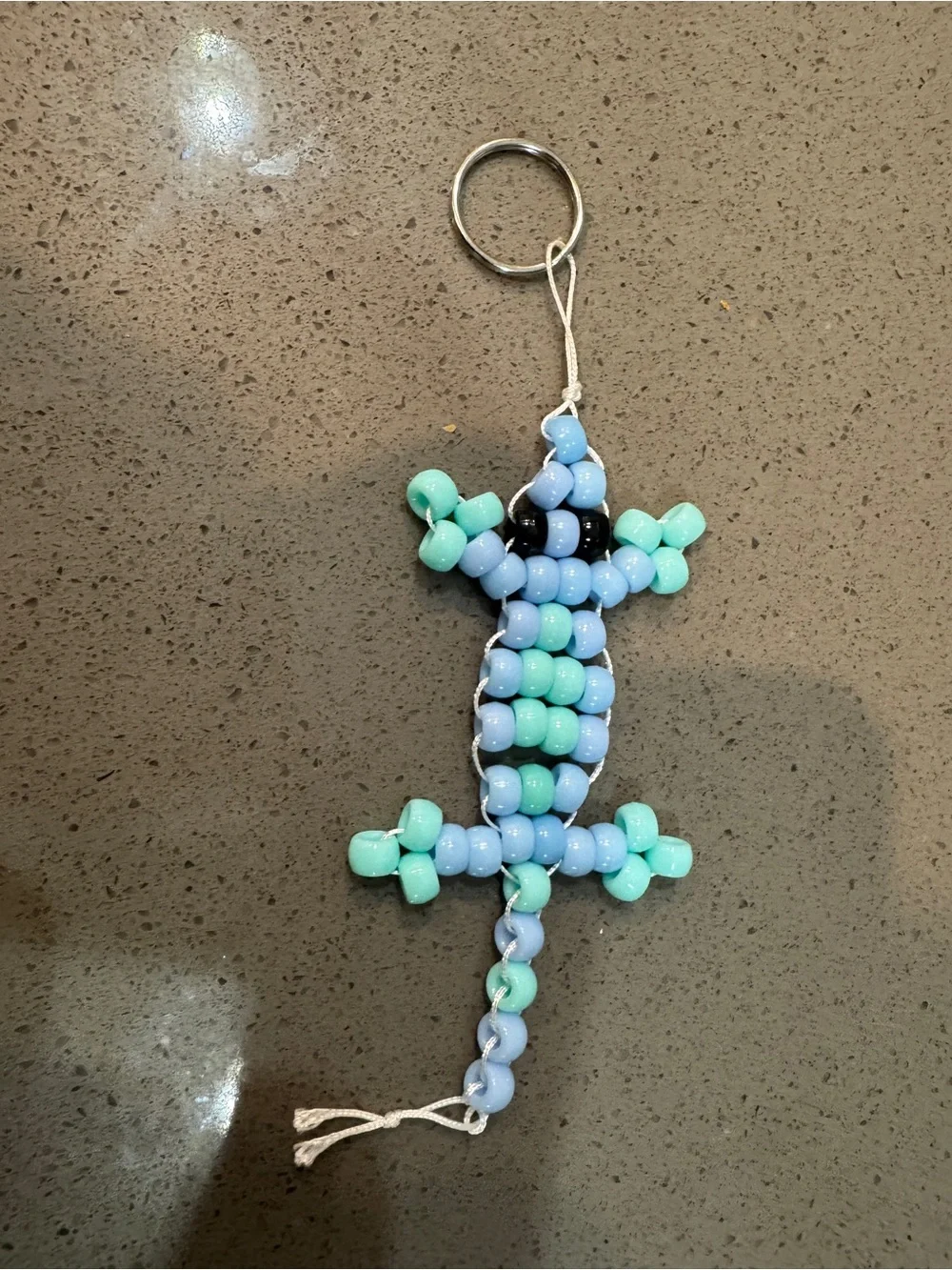 Handmade Kids Beaded Lizard Keychain - Blue & Mint